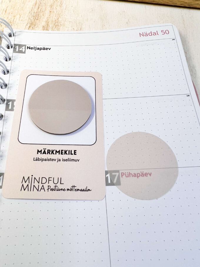 Märkmekile, ümmargused, iseliimuvad, läbipaistavad