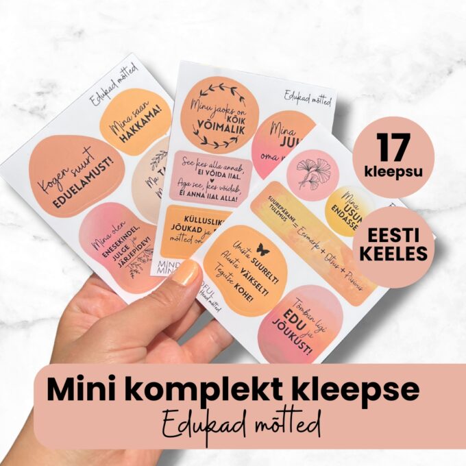 Motiveerivad märkmiku kleepsud, afirmatsiooni kleepsud, õnnelikud mõtted
