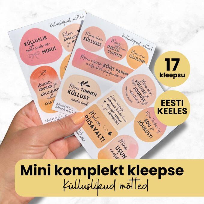Motiveerivad märkmiku kleepsud, afirmatsiooni kleepsud, õnnelikud mõtted