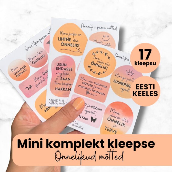 Motiveerivad märkmiku kleepsud, afirmatsiooni kleepsud, õnnelikud mõtted