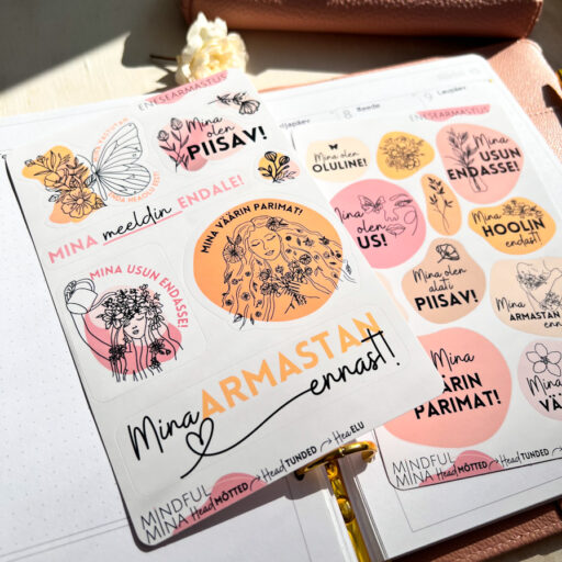 Enesearmastuse märkmiku kleepsud, head mõtted, motiveerivad kleepsud