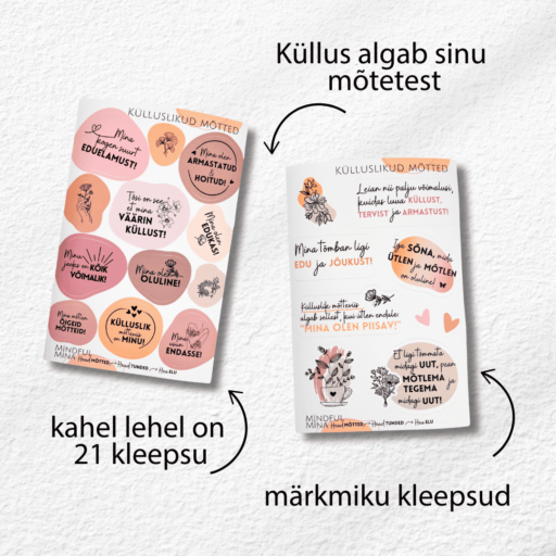 Märkmiku kleepsud külluslikud mõtted, motiveerivad märkmiku kleepsud