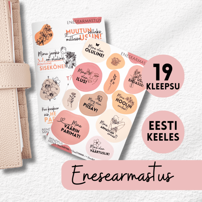 Märkmiku kleepsud enesearmastuse mõtted,