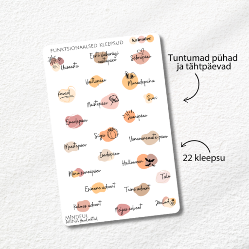 Märkmiku kleepsud pühad ja tähtpäevad