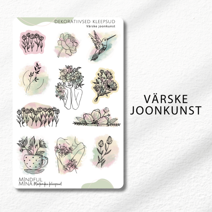 Dekoratiivsed märkmiku kleebised, stiilsed kleepsud