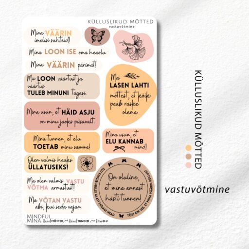 Motiveerivad märkmiku kleepsud, külluslikud mõtted, stiilsed kirjatarbed,