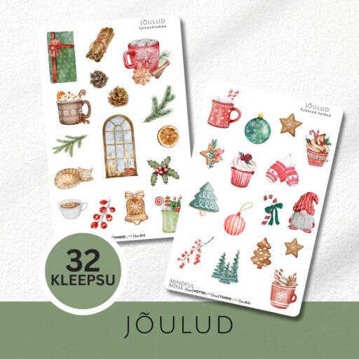 Dekoratiivsed märkmiku kleepsud, talvemets, metsloomad, jõulud, talv