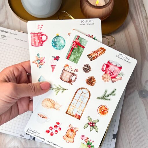 Dekoratiivsed märkmiku kleepsud, talvemets, metsloomad, jõulud, talv