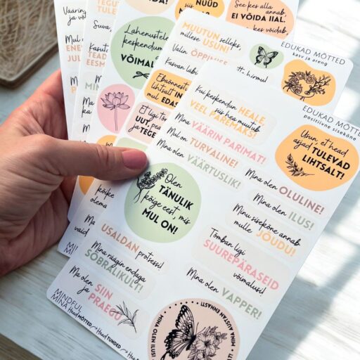 Motiveerivad märkmiku kleepsud edukad mõtted, stiilsed kirjatarbed, motivatsioon, eneseusk